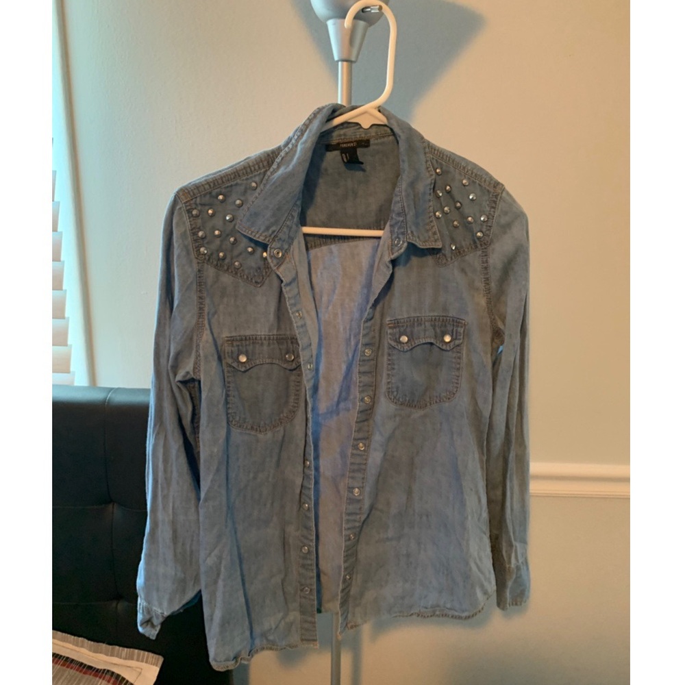 Denim button down